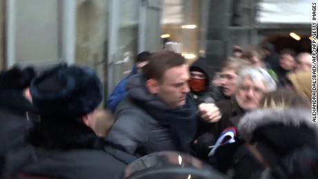 Alexei Navalny is arrested at a rally in January 2019.