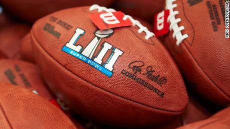 Official balls for the NFL Super Bowl LII football game are seen at the Wilson Sporting Goods Co. in Ada, Ohio, Monday, Jan. 22, 2018. The New England Patriots will play the Philadelphia Eagles in the Super Bowl on Feb. 4, in Minneapolis, Minn. (AP Photo/Rick Osentoski)