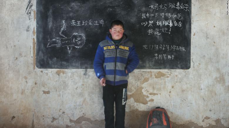 &quot;Cherish life in afterlife. Mom committed suicide after arguing with dad when I was 11. I miss her!&quot; wrote Li Guojun 14 years old, at Majiawan elementary school, Longmen county.