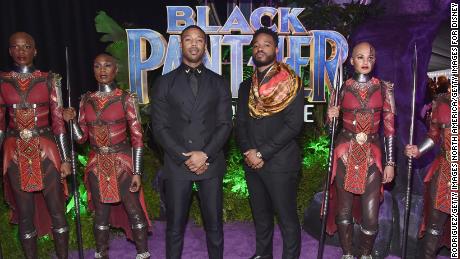 Michael B. Jordan (left) and writer/director Ryan Coogler at the &#39;Black Panther&#39; world premiere.