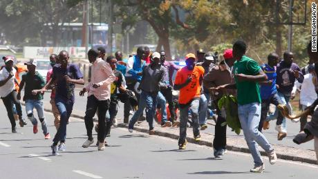 Police use tear gas to disrupt opposition supporters in Nairobi on Tuesday. 