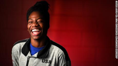RESTON, VA - DECEMBER 22:  Maame Biney, 17-year old short track speed skater from Reston has qualified for the Olympics. She&#39;s originally from Ghana, which makes her an unusual fit with speed skating. Also, she&#39;s the first African American female to ever make the Olympic team. (Photo by Jonathan Newton/The Washington Post via Getty Images)