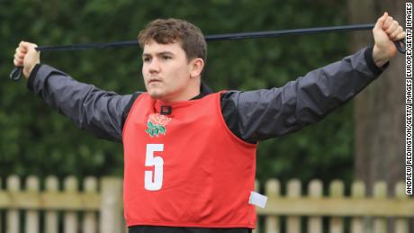 Beck Cutting warms up before training