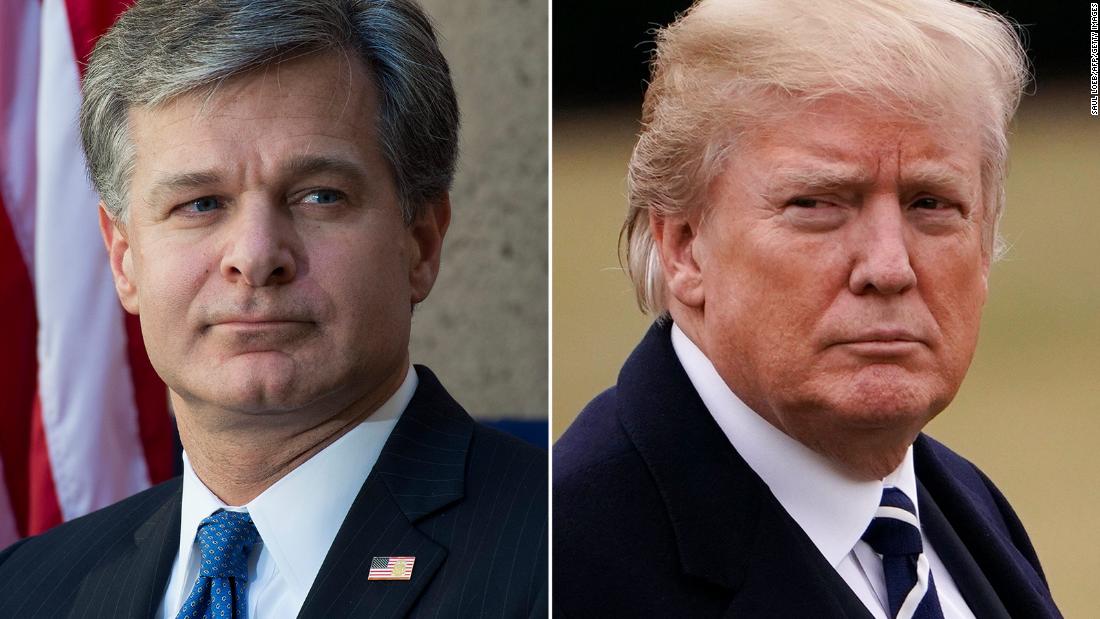 Trump goes after FBI director Wray, whom he appointed, and issues warning to Barr