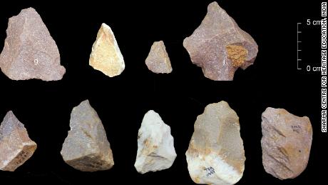 Middle Palaeolithic artefacts from excavations at Attirampakkam.