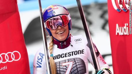 Lindsey Vonn at the Audi FIS Alpine Ski World Cup Women's Downhill in Garmisch-Partenkirchen, Germany.