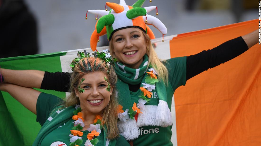 Irish fans celebrate in the Stade de France.