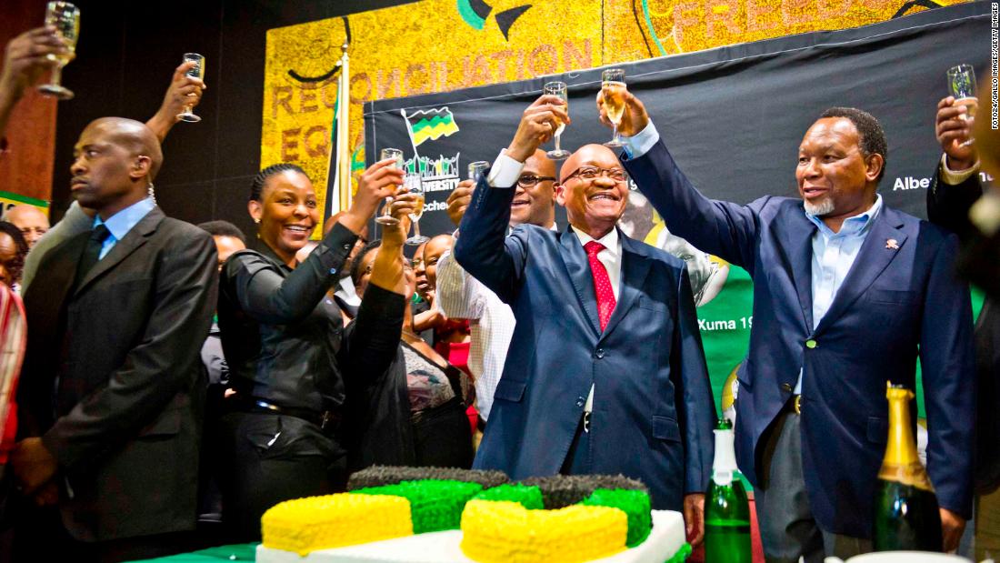 Zuma toasts his 70th birthday in April 2012.