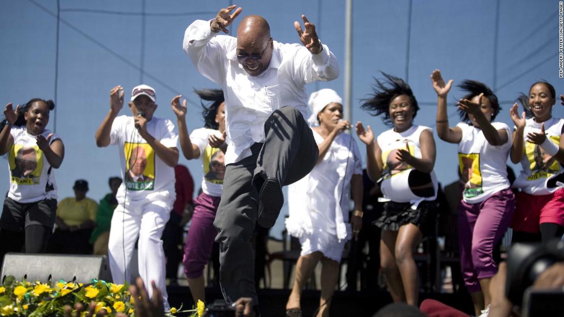 Zuma sings and dances after a speech at a rally in February 2009. Zuma was elected as South Africa&#39;s President a couple of months later.