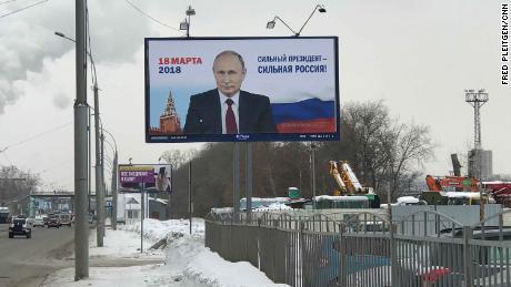 An election billboard in Novosibirsk, Siberia&#39;s largest city. 
