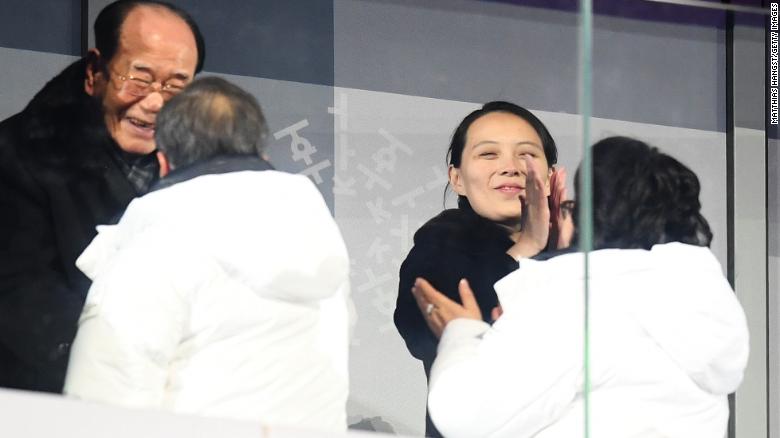 Kim Yo-Jong applauds during the Opening Ceremony of the PyeongChang 2018 Winter Olympic Games.