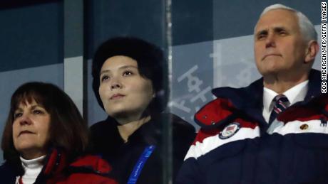 US Vice President Mike Pence (R), North Korea&#39;s Kim Jong Uns sister Kim Yo Jong (C) and wife of US Vice President Karen Pence attend the opening ceremony of the Pyeongchang 2018 Winter Olympic Games at the Pyeongchang Stadium on February 9, 2018. / AFP PHOTO / Odd ANDERSEN        (Photo credit should read ODD ANDERSEN/AFP/Getty Images)