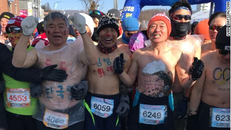 These are some of the South Koreans who were brave enough to take part in the 26th annual &#39;&quot;naked marathon&quot; in Pyeongchang on Saturday.