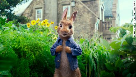 FILE - This image released by Columbia Pictures shows Peter Rabbit, voiced by James Corden and Cottontail in a scene from &quot;Peter Rabbit.&quot;  The filmmakers and the studio behind it are apologizing for insensitively depicting a character&#39;s allergy in the film that has prompted backlash online. Sony Pictures said Sunday, Feb. 11, 2018, in a statement the film &quot;should not have made light&quot; of a character being allergic to blackberries &quot;even in a cartoonish&quot; way. (Columbia Pictures/Sony via AP, File)