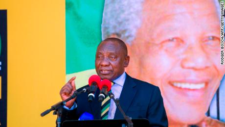 Acting President and African National Congress (ANC) leader Cyril Ramaphosa speaks during a rally on February 11, 2018.