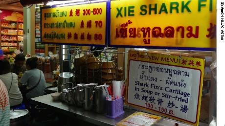 A food stall that offers shark fin in Thailand