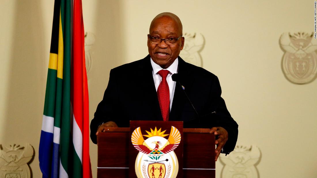 Zuma &lt;a href=&quot;https://edition.cnn.com/2018/02/14/africa/jacob-zuma-resigns-as-south-africa-president-intl/index.html&quot;&gt;announces his resignation &lt;/a&gt;during a nationally televised address in February 2018. &quot;No life should be lost in my name and also the ANC should never be divided in my name,&quot; he said. &quot;I have therefore come to the decision to resign as President of the Republic with immediate effect.&quot; The ANC had been trying to push Zuma out for months. It dumped him as party president in December 2017, narrowly electing Cyril Ramaphosa over Zuma&#39;s preferred successor, his ex-wife and former cabinet minister, Nkosazana Dlamini-Zuma.
