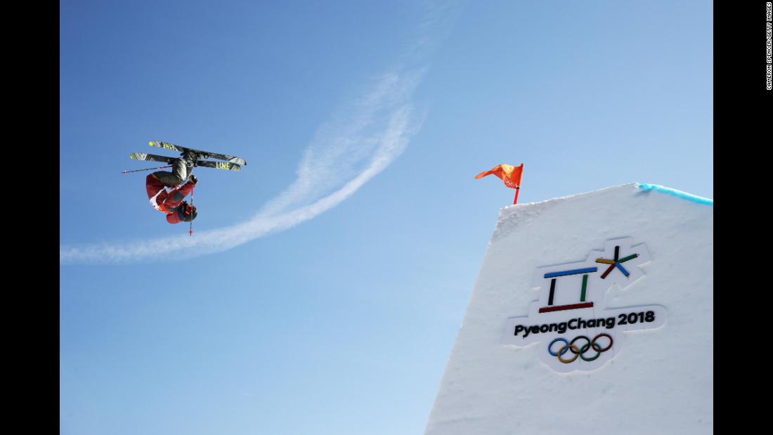 Canadian skier Kim Lamarre competes in the slopestyle competition.