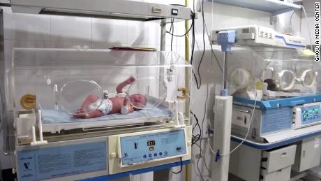 A baby in the last remaining neonatal unit in Eastern Ghouta, which has moved underground. There are only 8 machines and limited staff.