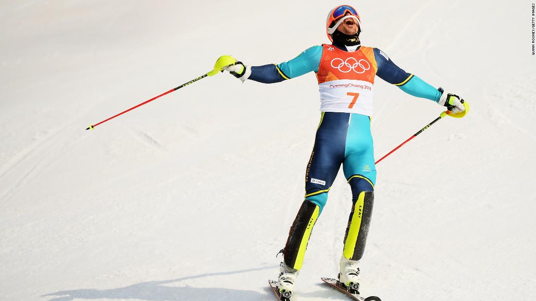 Sweden&#39;s Andre Myhrer clinched gold in the slalom, becoming the oldest Olympic medalist in this event, aged 35 -- improving on his slalom bronze in Vancouver eight years ago.