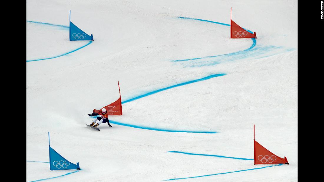 Slovenia&#39;s Gloria Kotnik races down the course for the parallel giant slalom.