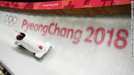 Russian bobsled duo Nadezhda Sergeeva and Anastasia Kocherzhova compete at PyeongChang 2018.