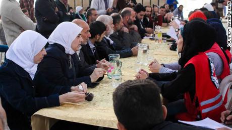 Bayan Rehan in meetings after the arrival of an aid convoy to Eastern Ghouta last November. 