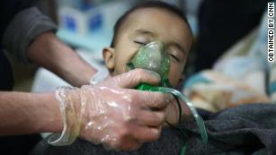 A child received treatment in Eastern Ghouta on Sunday. 