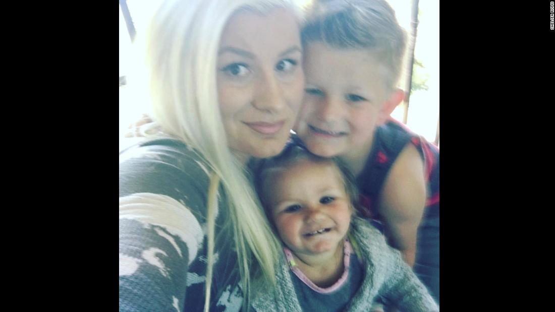 Chelsea Romo, with her children Blakely and Gavin, before she was shot.