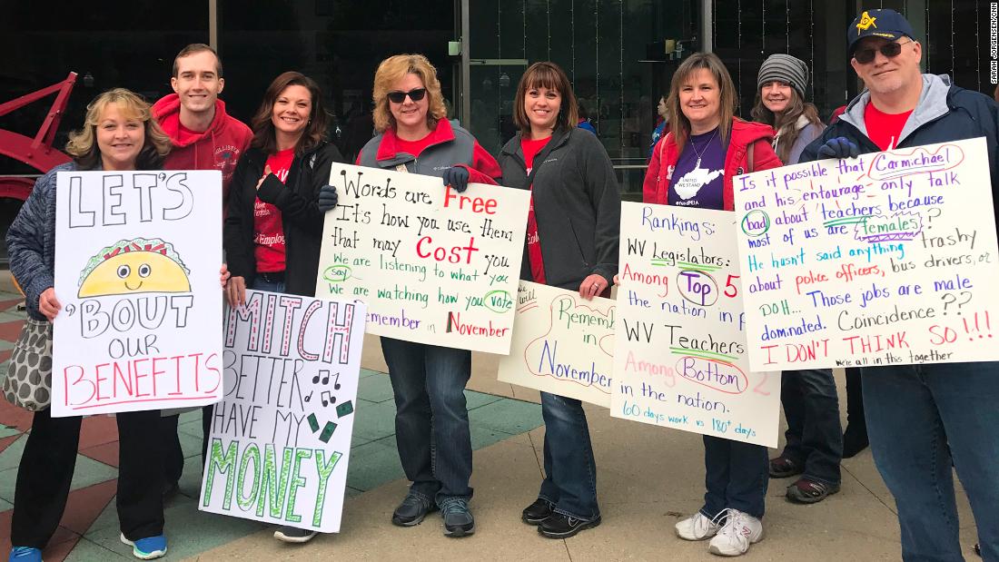 Scores of teachers have gathered at West Virginia's state Capitol to ask for better pay and benefits.