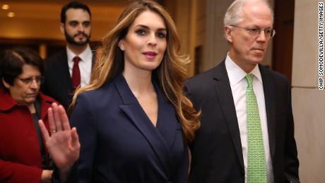 WASHINGTON, DC - FEBRUARY 27: White House Communications Director and presidential advisor Hope Hicks waves to reporters as she arrives at the U.S. Capitol Visitors Center February 27, 2018 in Washington, DC. Hicks is scheduled to testify behind closed doors to the House Intelligence Committee in its ongoing investigation into Russia's interference in the 2016 election. (Photo by Chip Somodevilla/Getty Images)