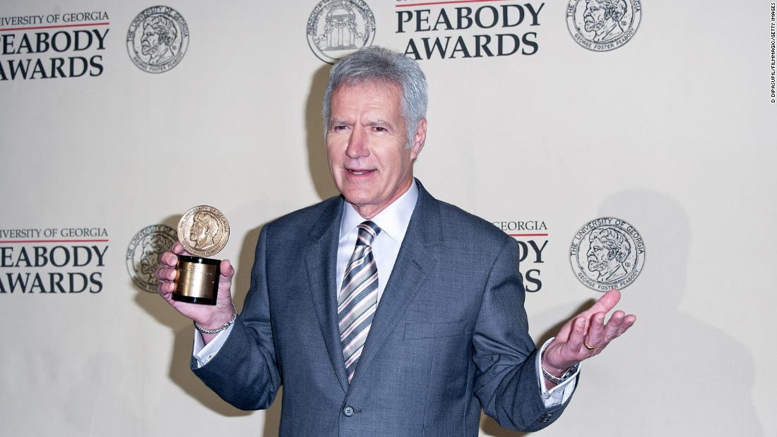 Trebek attends the 71st Annual Peabody Awards on May 21, 2012, in New York. Trebek and &quot;Jeopardy!&quot; received the award for &quot;encouraging, celebrating and rewarding knowledge.&quot;