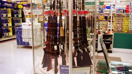 373812 01: Guns for sale at a Wal-Mart, July 19, 2000. Wal-Mart and one of their chief spokespeople, Rosie O&#39;&#39;Donnell, are at odds over the issue of guns and whether they should be available at chain stores. (Photo by Newsmakers)