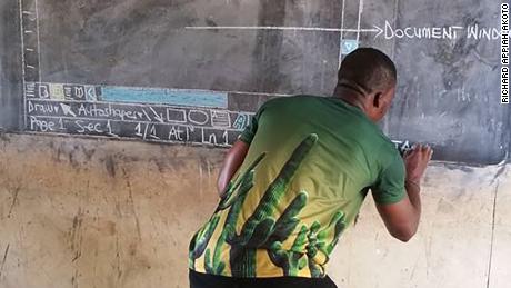 Photos of a Ghanian teacher drawing Microsoft Word on a blackboard have gone viral.