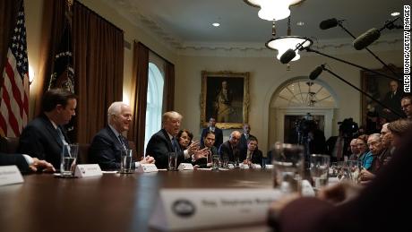 US President Donald Trump speaks during a meeting with members of Congress at the Cabinet Room of the White House on February 28.  (Photo by Alex Wong/Getty Images)