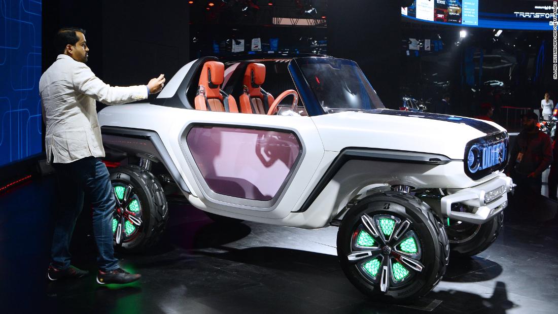 A four-wheel drive SUV concept from India, the futuristic looking e-Survivor will be powered by dual electric motors on each wheel and be equipped for autonomous travel.    