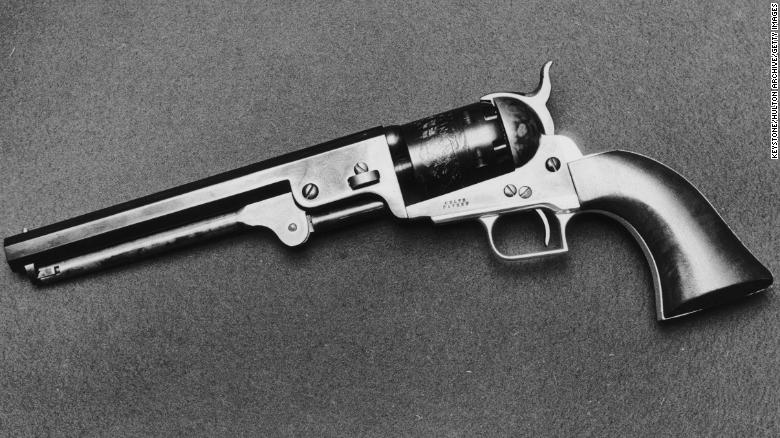 An 1851 Colt Navy revolver replica model. In 1830 a 16-year-old Samuel Colt sat on the brig of the Corlo, a sailing boat, and according to &lt;a href=&quot;https://books.google.co.uk/books?id=TiEDAAAAMBAJ&amp;pg=PA88&amp;lpg=PA88&amp;dq=The+Story+of+Sam+Colt%27s+Equalizer%22.+Popular+Science.&amp;source=bl&amp;ots=mw4RQhDOkH&amp;sig=E5XwtH95nH76-4wWHfwnthG4mos&amp;hl=en&amp;sa=X&amp;ved=0ahUKEwjf9rLVnd3ZAhWEjKQKHcG2Be4Q6AEIKTAA#v=onepage&amp;q=The%20Story%20of%20Sam%20Colt&#39;s%20Equalizer%22.%20Popular%20Science.&amp;f=false&quot; target=&quot;_blank&quot;&gt;Popular Science&lt;/a&gt; observed the mechanics of the wheel and how each spoke came into line with the clutch. Inspired, he whittled a wooden model of a prototype revolver, which he took home and showed to his father, who had a gunsmith make two. Neither worked. Trials and tribulations followed for the young Colt, but by &lt;a href=&quot;https://www.britannica.com/biography/Samuel-Colt&quot; target=&quot;_blank&quot;&gt;1836&lt;/a&gt; he had a patent in the United States, and by his death in 1862 his company was manufacturing 16 models and had produced 450,000 guns.  