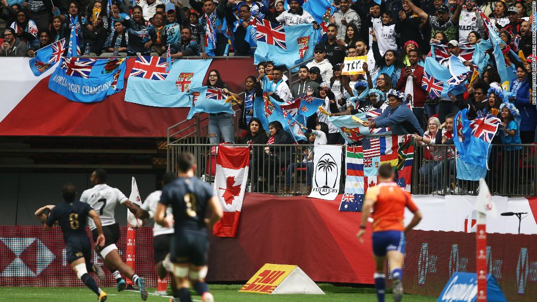 Fiji fans celebrate in &lt;a href=&quot;http://www.cnn.com/2018/03/12/sport/canada-sevens-kenya-fiji-spt/index.html&quot;&gt;Vancouver&lt;/a&gt; where their country secured its second win of the Sevens World Series. 