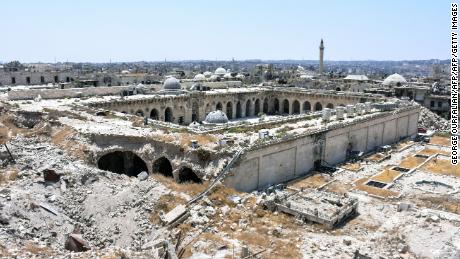 Aleppo&#39;s Great  Umayyad Mosque, pictured on July 22, 2017.