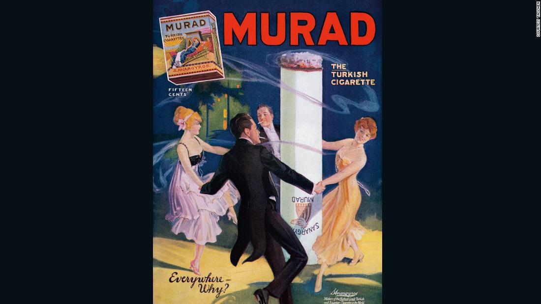 &quot;This is a great example of the lush illustration used at the time and it shows a kind of surrealistic, whimsical approach with people dancing around a giant cigarette,&quot; said Jim Heimann, author of &lt;a href=&quot;https://www.taschen.com/pages/en/catalogue/popculture/all/49389/facts.jim_heimann_20th_century_alcohol_tobacco_ads.htm&quot; target=&quot;_blank&quot;&gt;&quot;20th Century Alcohol &amp;amp; Tobacco Ads.&quot;&lt;/a&gt;