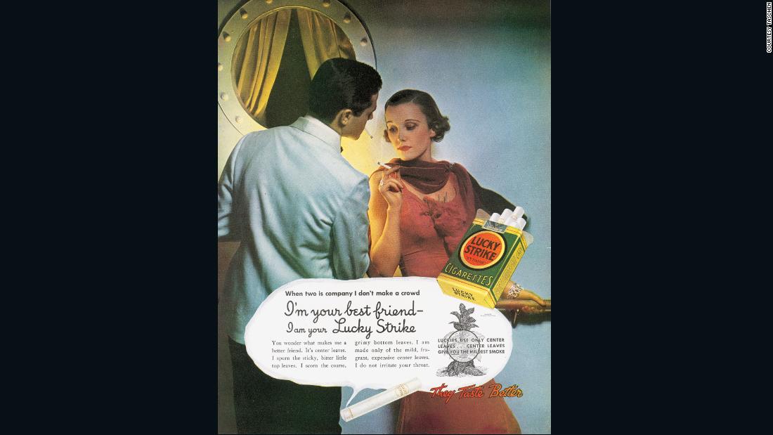 This vintage Lucky Strike ad from 1935 is representative of the kind of imagery and concepts that were once used to sell cigarettes. It show a couple enjoying a smoke in a luxury setting, and touts the smoothness of the tobacco, described as giving &quot;the mildest smoke&quot; that doesn&#39;t irritate the throat. It would be decades before health considerations even played a role.