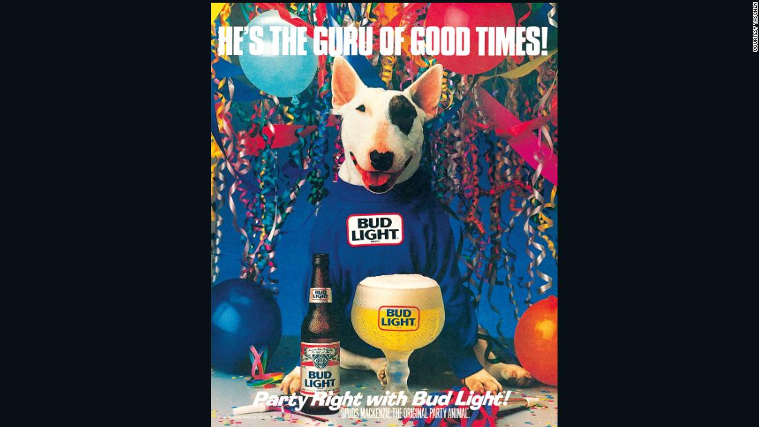In a Super Bowl ad in 1987, Budweiser debuted Spuds MacKenzie, a bull terrier mascot. &lt;br /&gt;&lt;br /&gt;&quot;Spuds McKenzie was a hugely successful campaign and it even spawned merchandise that you could get through a contest -- an idea probably taken from Joe Camel, of buying into a product indirectly through some kind of cartoon character.&quot;