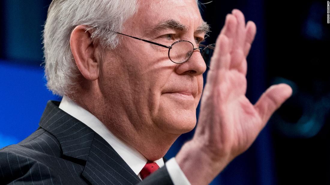 Secretary of State Rex Tillerson waves goodbye after speaking at a news conference at the State Department in Washington, Tuesday, March 13, 2018. Trump fired Secretary of State Rex Tillerson on Tuesday and said he would nominate CIA Director Mike Pompeo to replace him, in a major staff reshuffle just as Trump dives into high-stakes talks with North Korea. (AP Photo/Andrew Harnik)