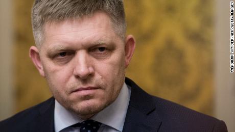 Slovakian Prime Minister Robert Fico at a news conference on Wednesday.