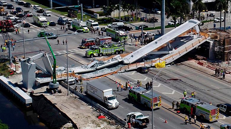 Emergency personnel respond to a <a href="https://www.cnn.com/2018/03/16/us/bridge-collapse-florida/index.html" target="_blank">deadly bridge collapse in Miami</a> on Thursday, March 15. The bridge was installed Saturday at Florida International University.