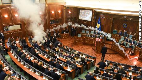 Opposition party sets off tear gas in Kosovo Parliament