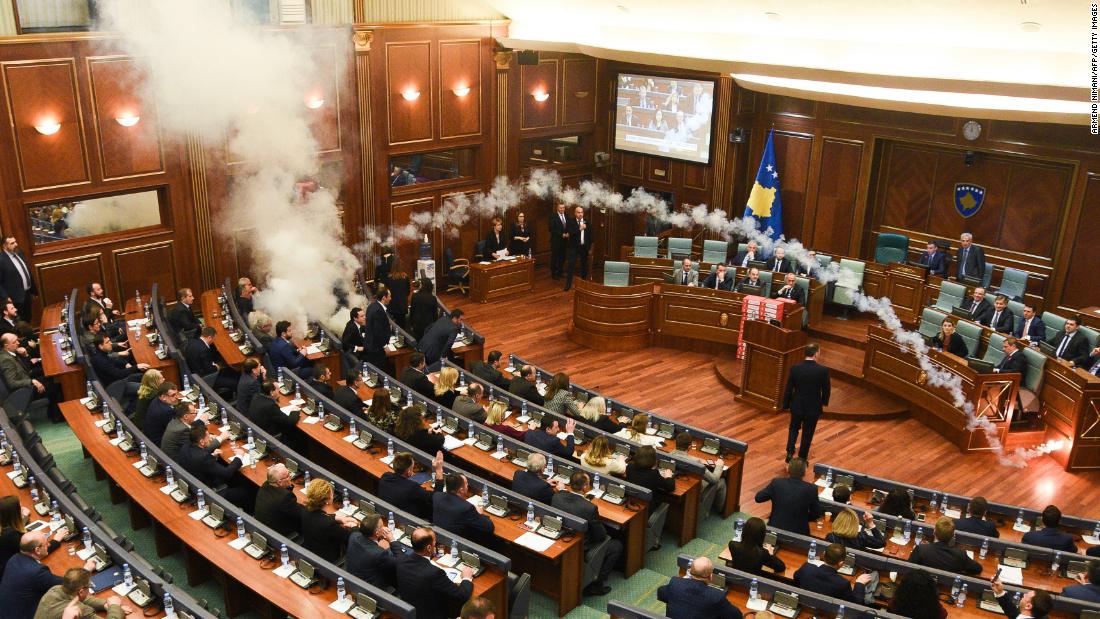 Opposition party sets off tear gas in Kosovo Parliament