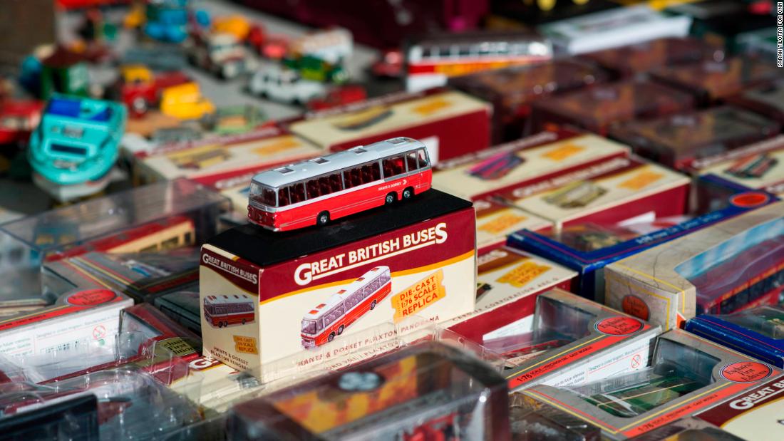 Vintage toys are seen on display at the market.