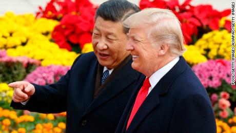 BEIJING, CHINA - NOVEMBER 9:  Chinese President Xi Jinping and U.S. President Donald Trump attend a welcoming ceremony November 9, 2017 in Beijing, China. Trump is on a 10-day trip to Asia.  (Photo by Thomas Peter-Pool/Getty Images)