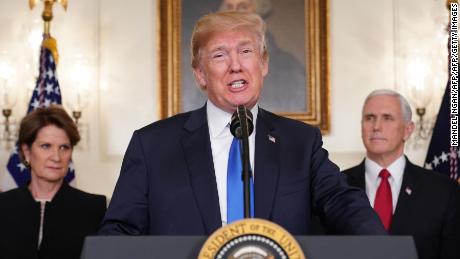 US President Donald Trump speaks before signing trade sanctions against China on March 22, 2018, in the Diplomatic Reception Room of the White House in Washington, DC, on March 22, 2018. / AFP PHOTO / Mandel NGAN        (Photo credit should read MANDEL NGAN/AFP/Getty Images)